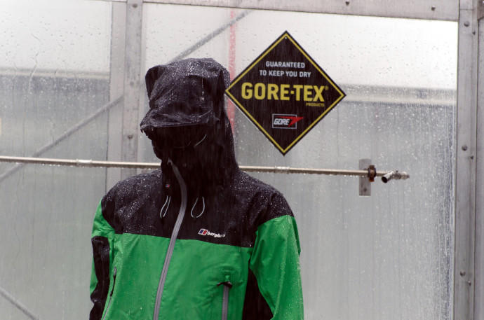 A jacket in the rain room.