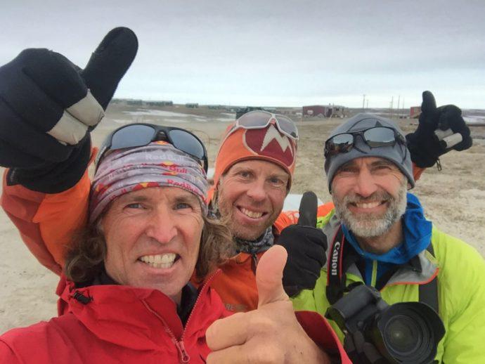 Stefan Glowacz together with Robert Jasper and Klaus Fengler on Baffin Island.